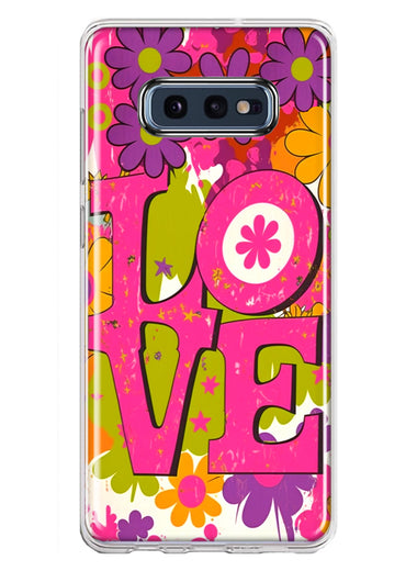 Samsung Galaxy S10e Pink Daisy Love Graffiti Painting Art Hybrid Protective Phone Case Cover