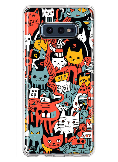 Samsung Galaxy S10e Psychedelic Cute Cats Friends Pop Art Hybrid Protective Phone Case Cover