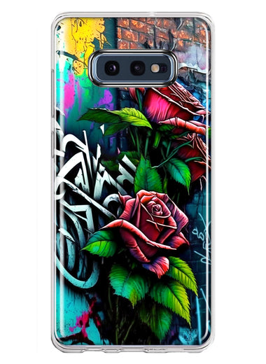 Samsung Galaxy S10e Red Roses Graffiti Painting Art Hybrid Protective Phone Case Cover