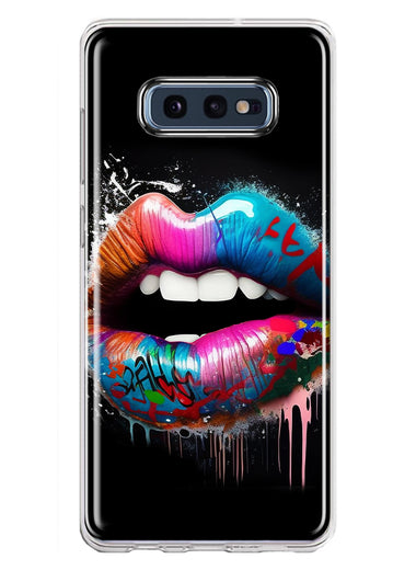 Samsung Galaxy S10e Colorful Lip Graffiti Painting Art Hybrid Protective Phone Case Cover