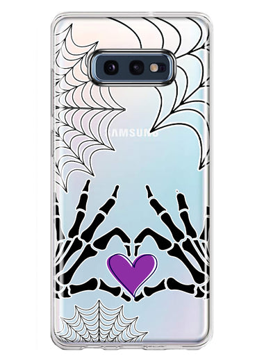 Samsung Galaxy S10e Halloween Skeleton Heart Hands Spooky Spider Web Hybrid Protective Phone Case Cover