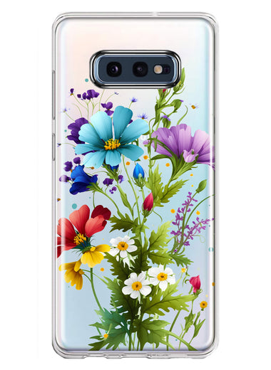 Samsung Galaxy S10e Purple Yellow Red Spring Flowers Floral Hybrid Protective Phone Case Cover