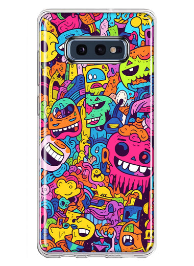 Samsung Galaxy S10e Psychedelic Trippy Happy Characters Pop Art Hybrid Protective Phone Case Cover