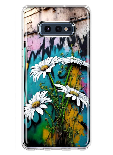 Samsung Galaxy S10e White Daisies Graffiti Wall Art Painting Hybrid Protective Phone Case Cover