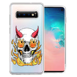 Samsung Galaxy S10 Plus Flamming Devil Skull Design Double Layer Phone Case Cover