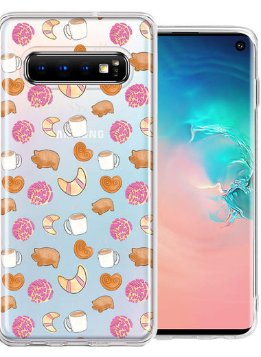 Samsung Galaxy S10 Plus Mexican Pan Dulce Cafecito Coffee Concha Polka Dots Double Layer Phone Case Cover