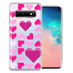 Samsung Galaxy S10 Pink Purple Origami Valentine's Day Polkadot Hearts Design Double Layer Phone Case Cover