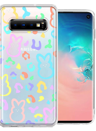 Samsung Galaxy S10 Leopard Easter Bunny Candy Colorful Rainbow Double Layer Phone Case Cover