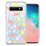 Samsung Galaxy S10 Pastel Easter Polkadots Bunny Chick Candies Double Layer Phone Case Cover
