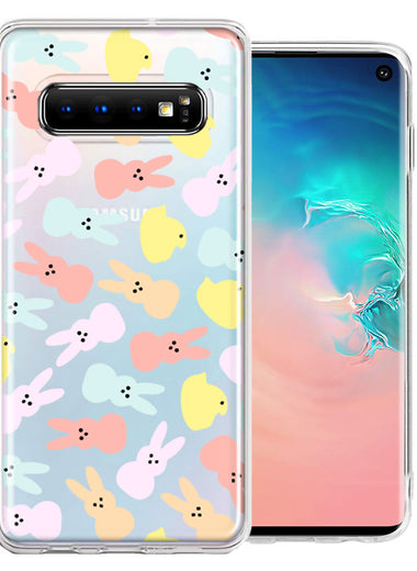 Samsung Galaxy S10 Plus Pastel Easter Polkadots Bunny Chick Candies Double Layer Phone Case Cover