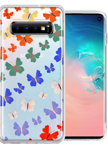 Samsung Galaxy S10 Plus Colorful Butterflies Design Double Layer Phone Case Cover