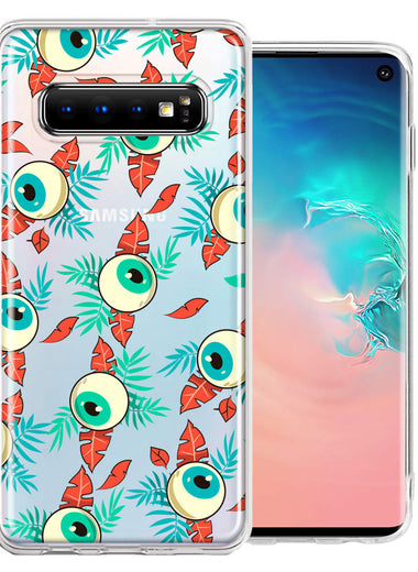 Samsung Galaxy S10 Plus Halloween Creepy Tropical Eyeballs Design Double Layer Phone Case Cover