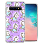 Samsung Galaxy S10 Plus Cute Unicorns Purple Design Double Layer Phone Case Cover