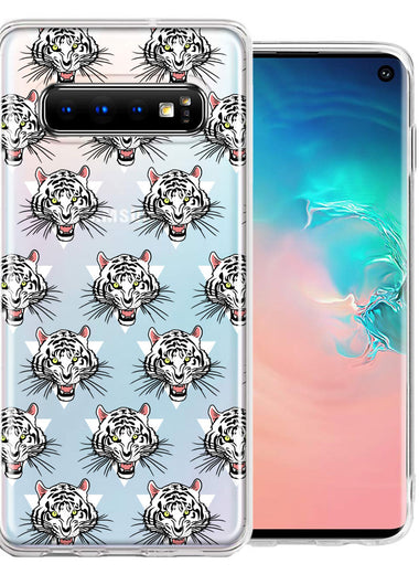 Samsung Galaxy S10 Plus Fierce Tiger Polkadots Design Double Layer Phone Case Cover