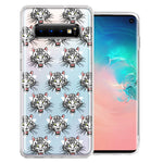 Samsung Galaxy S10 Plus Fierce Tiger Polkadots Design Double Layer Phone Case Cover