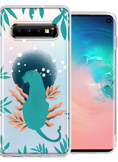 Samsung Galaxy S10 Plus Moon Green Jaguar Design Double Layer Phone Case Cover