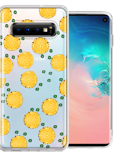 Samsung Galaxy S10 Plus Tropical Pineapples Polkadots Design Double Layer Phone Case Cover