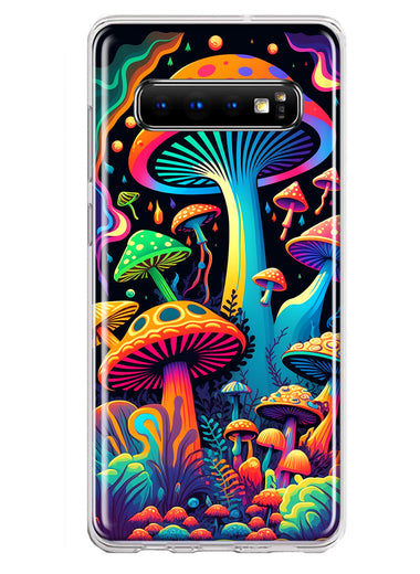 Samsung Galaxy S10 Neon Rainbow Psychedelic Indie Hippie Mushrooms Hybrid Protective Phone Case Cover