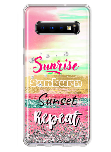 Samsung Galaxy S10 Summer Brush Strokes Sunrise Sunburn Sunset Repeat Hybrid Protective Phone Case Cover