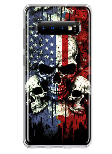 Samsung Galaxy S10 Plus American USA Flag Skulls Blue Red Double Layer Phone Case Cover