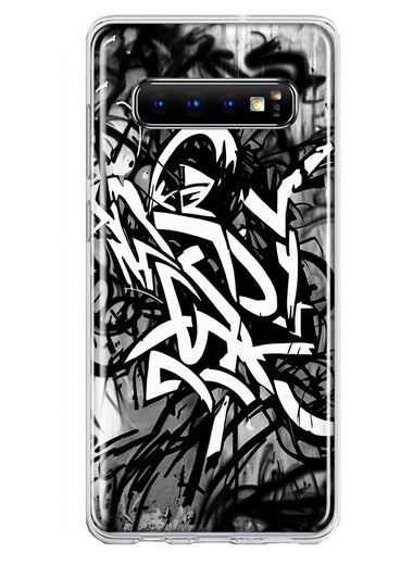 Samsung Galaxy S10 Plus Black White Urban Graffiti Hybrid Protective Phone Case Cover
