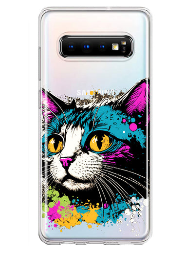 Samsung Galaxy S10 Plus Cool Cat Oil Paint Pop Art Hybrid Protective Phone Case Cover