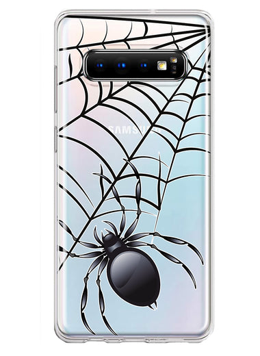 Samsung Galaxy S10 Creepy Black Spider Web Halloween Horror Spooky Hybrid Protective Phone Case Cover