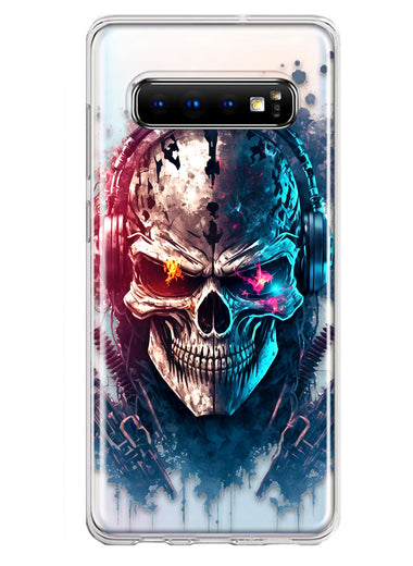 Samsung Galaxy S10 Plus Cyberpunk Machine Headphones Skull Double Layer Phone Case Cover