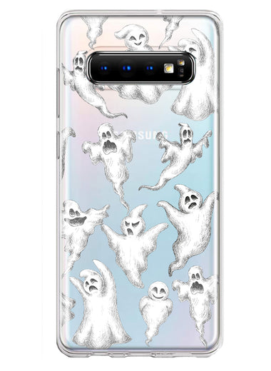 Samsung Galaxy S10 Cute Halloween Spooky Floating Ghosts Horror Scary Hybrid Protective Phone Case Cover
