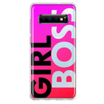 Samsung Galaxy S10 Plus Pink Clear Funny Text Quote Girl Boss Hybrid Protective Phone Case Cover