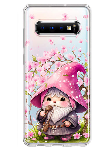 Samsung Galaxy S10 Cute Pink Cherry Blossom Gnome Spring Floral Flowers Double Layer Phone Case Cover