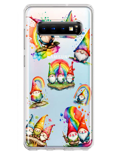 Samsung Galaxy S10 Colorful Neon Glow Rainbow Gnomes Painting Hybrid Protective Phone Case Cover