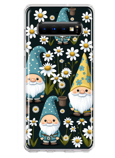 Samsung Galaxy S10 Plus Cute White Daisies Gnomes Flowers Floral Double Layer Phone Case Cover