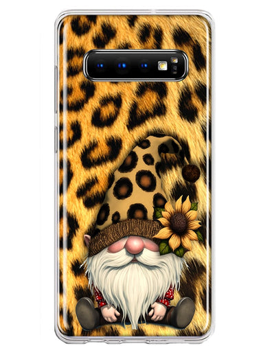 Samsung Galaxy S10 Plus Gnome Sunflower Leopard Hybrid Protective Phone Case Cover