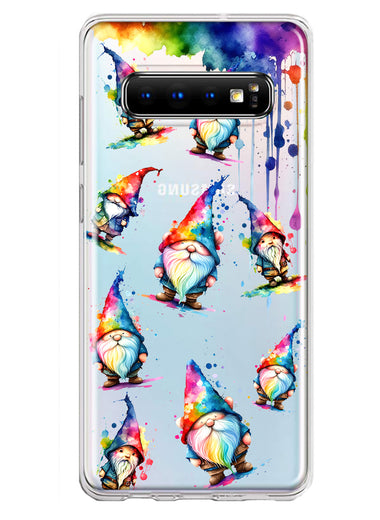 Samsung Galaxy S10 Neon Water Painting Colorful Splash Gnomes Hybrid Protective Phone Case Cover