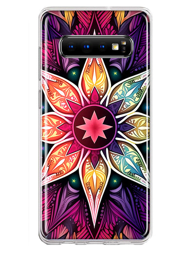 Samsung Galaxy S10 Mandala Geometry Abstract Star Pattern Hybrid Protective Phone Case Cover