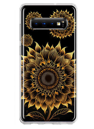 Samsung Galaxy S10 Mandala Geometry Abstract Sunflowers Pattern Hybrid Protective Phone Case Cover