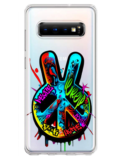 Samsung Galaxy S10 Peace Graffiti Painting Art Hybrid Protective Phone Case Cover