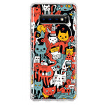 Samsung Galaxy S10 Psychedelic Cute Cats Friends Pop Art Hybrid Protective Phone Case Cover