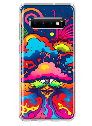 Samsung Galaxy S10 Plus Neon Rainbow Psychedelic Trippy Hippie Bomb Star Dream Hybrid Protective Phone Case Cover