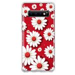 Samsung Galaxy S10 Plus Cute White Red Daisies Polkadots Double Layer Phone Case Cover