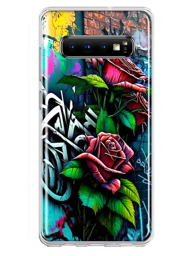 Samsung Galaxy S10 Red Roses Graffiti Painting Art Hybrid Protective Phone Case Cover
