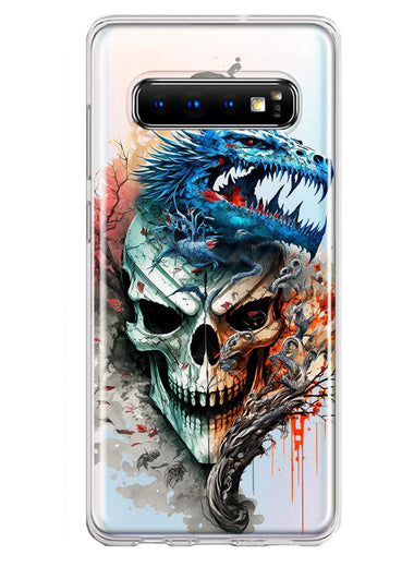 Samsung Galaxy S10 Plus Fantasy Blue Dragon Dream Skull Double Layer Phone Case Cover
