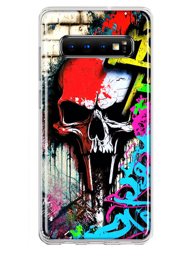 Samsung Galaxy S10 Skull Face Graffiti Painting Art Hybrid Protective Phone Case Cover