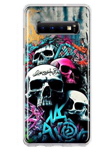 Samsung Galaxy S10 Skulls Graffiti Painting Art Hybrid Protective Phone Case Cover