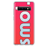 Samsung Galaxy S10 Red Pink Clear Funny Text Quote Smol Hybrid Protective Phone Case Cover