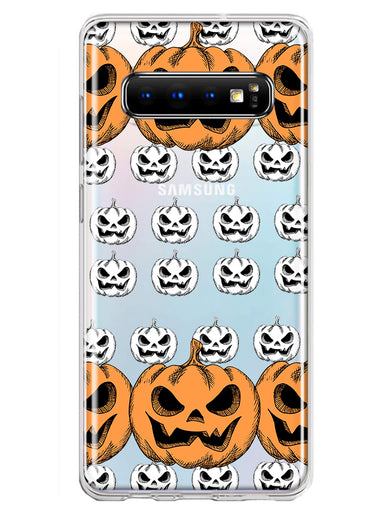 Samsung Galaxy S10 Halloween Spooky Horror Scary Jack O Lantern Pumpkins Hybrid Protective Phone Case Cover