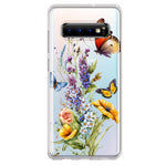Samsung Galaxy S10 Yellow Purple Spring Flowers Butterflies Floral Hybrid Protective Phone Case Cover