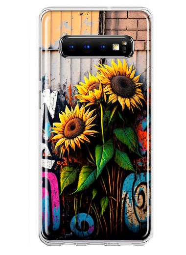 Samsung Galaxy S10 Plus Sunflowers Graffiti Painting Art Hybrid Protective Phone Case Cover