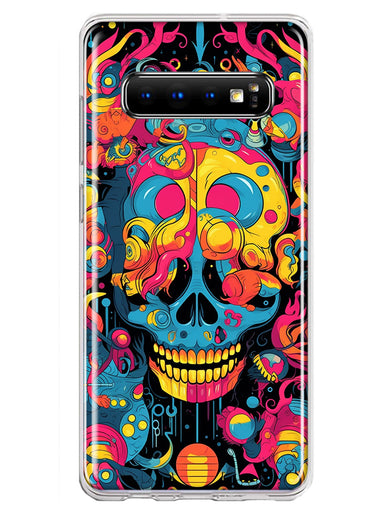 Samsung Galaxy S10 Plus Psychedelic Trippy Death Skull Pop Art Hybrid Protective Phone Case Cover